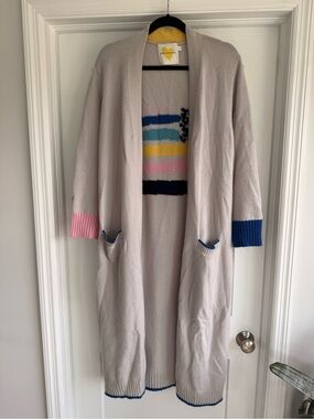 Kerri Rosenthal | Cashmere Long Open-Front Light Gray Cardigan